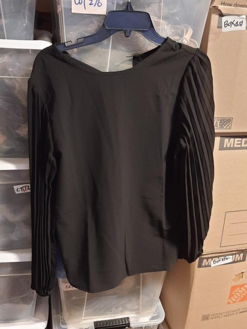 NEW ! Samefar Women Long Sleeve Blouse With Pleated Sleeves Size S